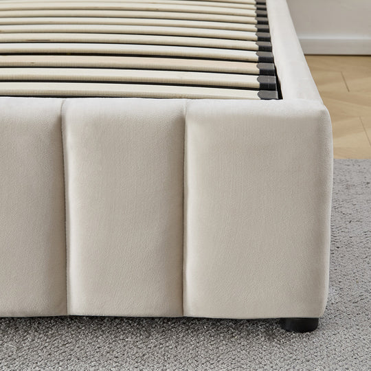 Lit coffre BELLECOUR Trocadéro en velours beige