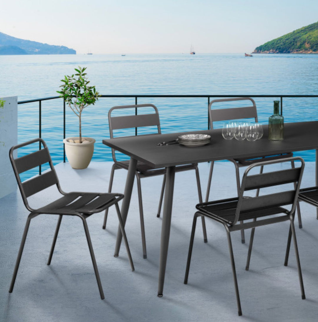 Lot de 6 chaises de jardin acier Gris