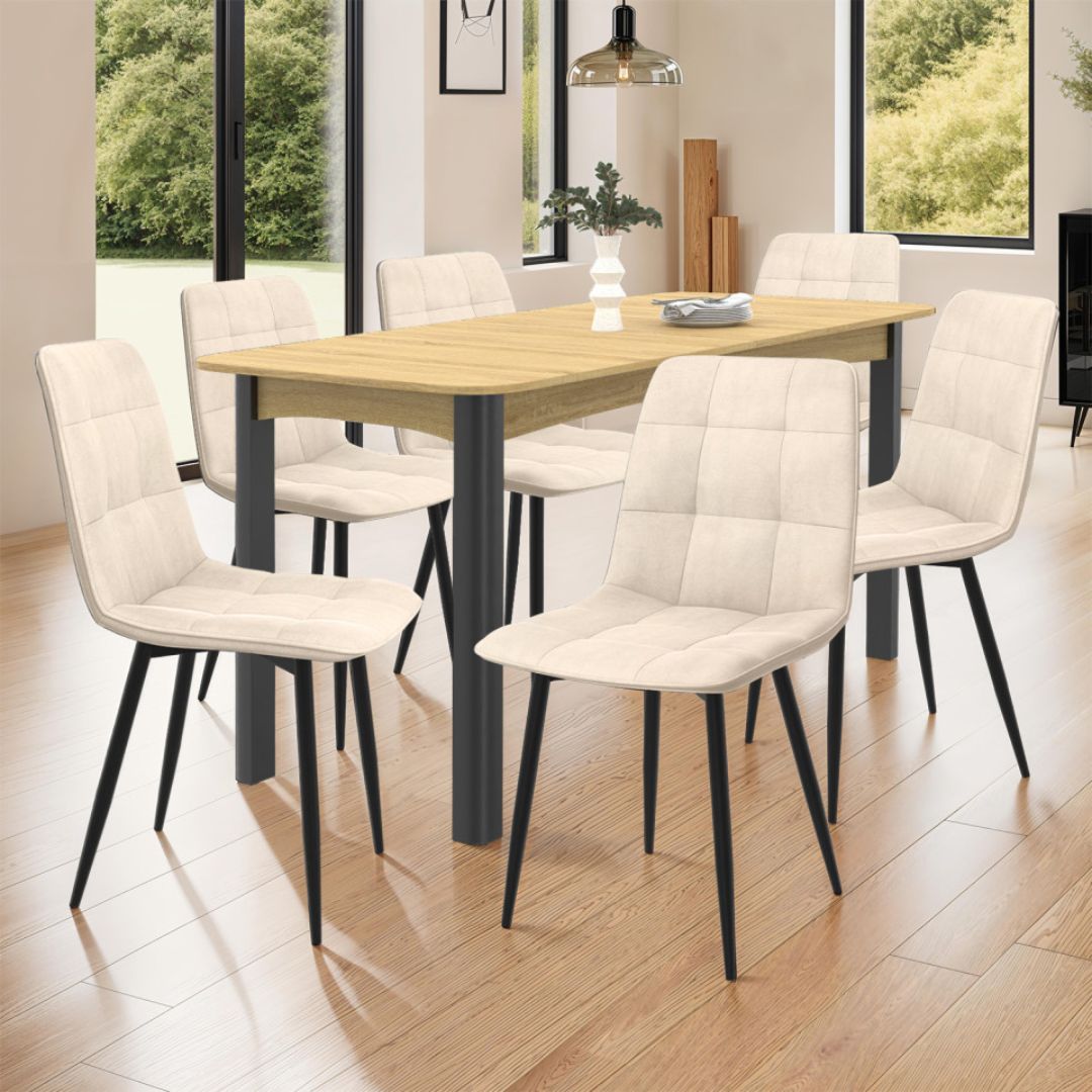 Lot de 6 chaises Linda creme