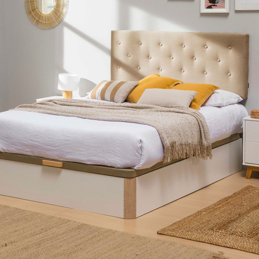 Tête de lit capitonnée en tissu Beige 140x100cm