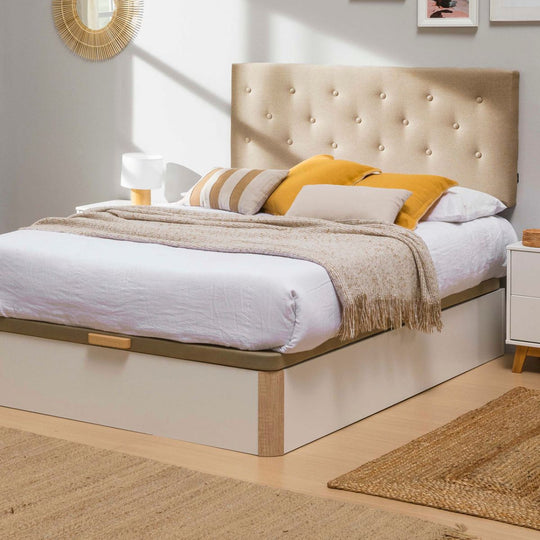 Tête de lit capitonnée en tissu Beige 140x100cm