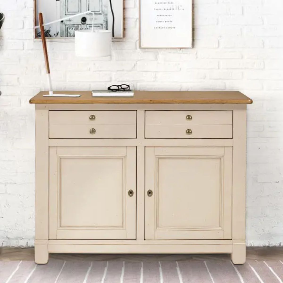 CAMIF- Desserte bois massif 2 portes 2 tiroirs Embellie