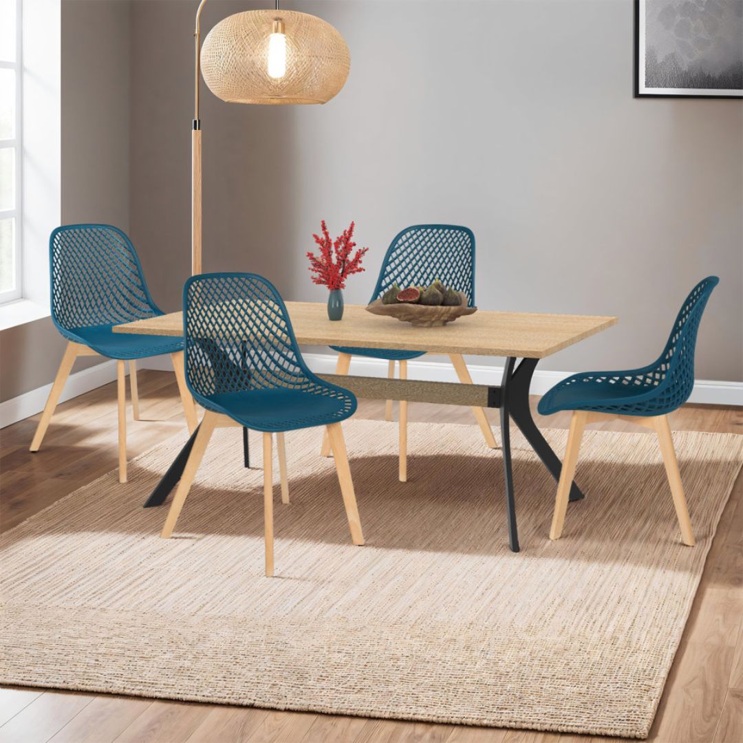 Lot de 4 chaises Maëlle Bleu canard