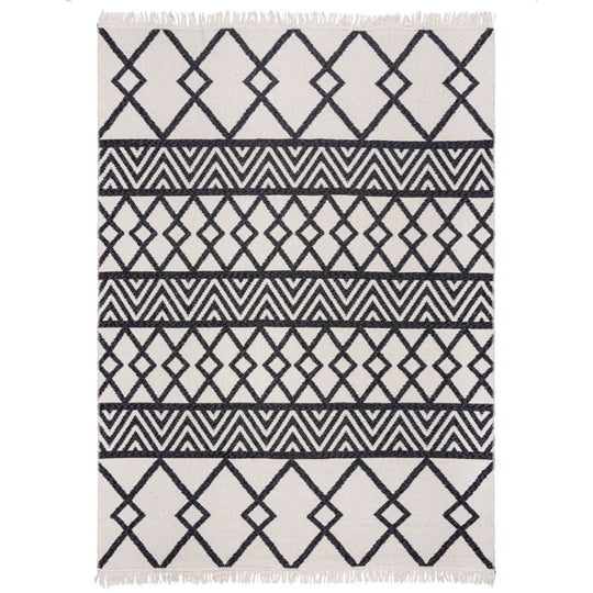 Tapis Teo noir en matières recyclées