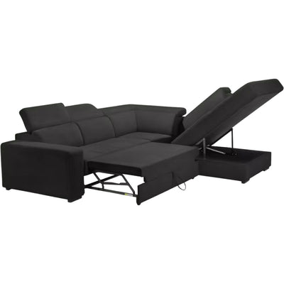 ALINEA Canapé Origano d'angle droit convertible avec coffre en tissu doux - gris ardoise