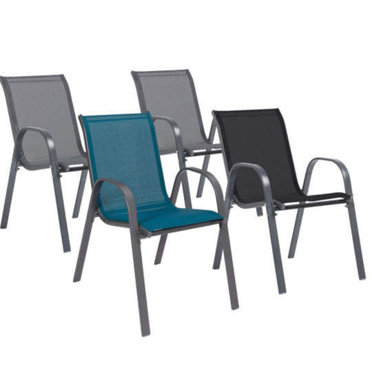 Lot de 4 chaises de jardin en acier- mix couleurs
