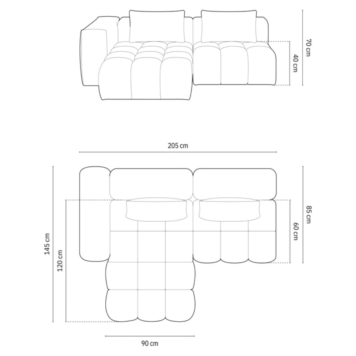 Canapé d'angle gauche Lorella 3 Places Bleu Clair – Christian Lacroix