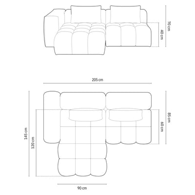 Canapé d'angle gauche Lorella 3 Places Bleu Clair – Christian Lacroix
