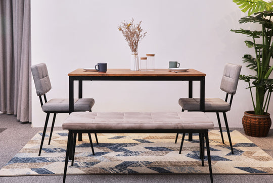 Table à manger 4 personnes Nordlys en métal et bois marron L120 NEWPORT