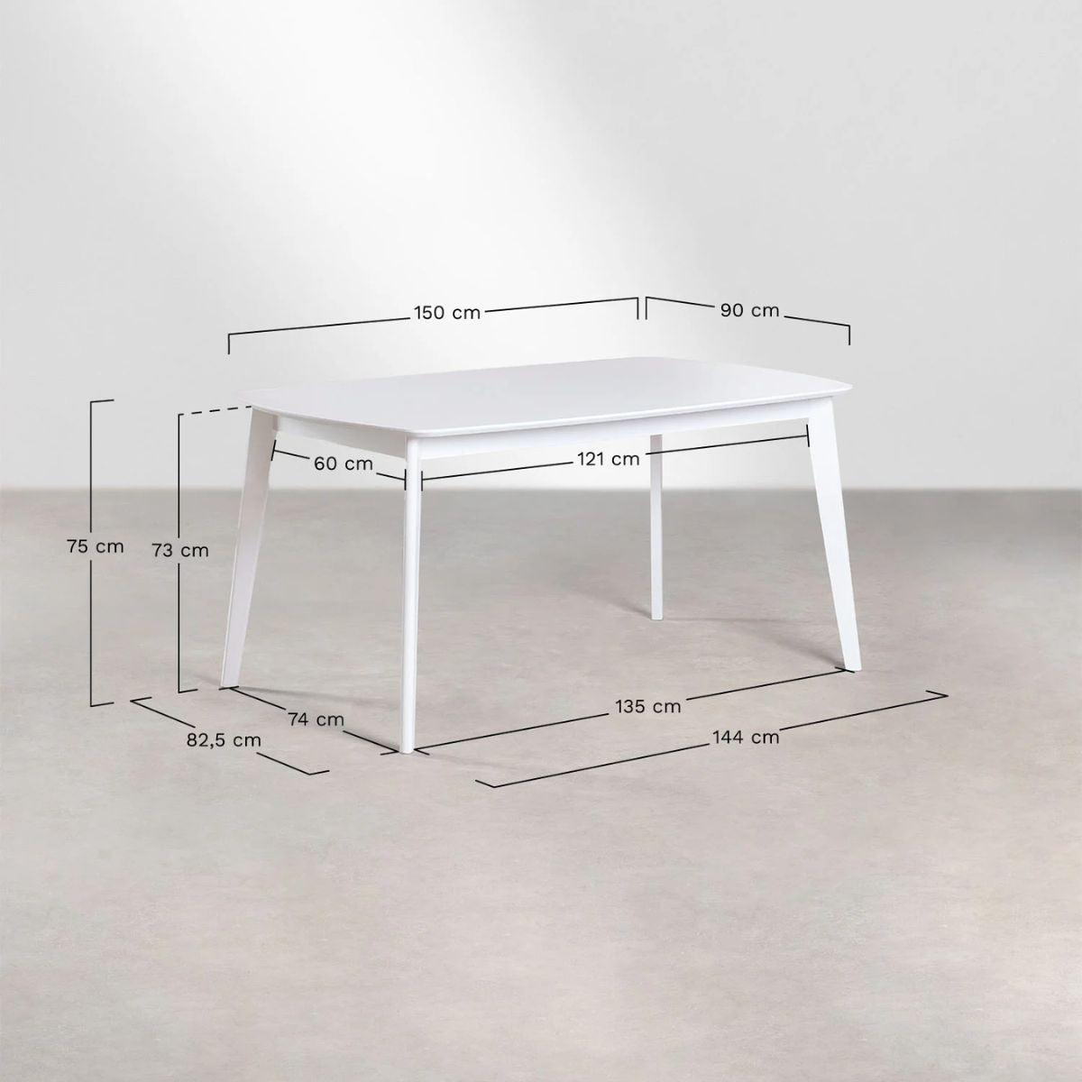 Table à manger rectangulaire 150x90 cm en bois Elba