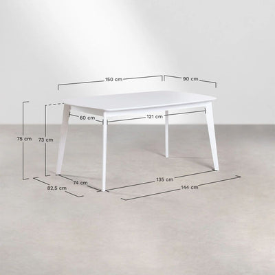 Table à manger rectangulaire 150x90 cm en bois Elba