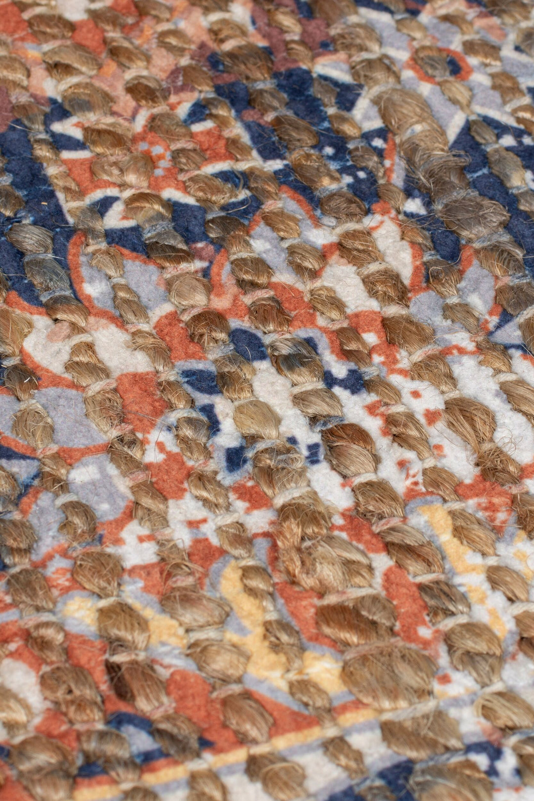 Tapis en jute Miley de couloir bleu