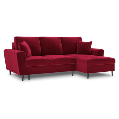 Canapé angle droit MOGHAN Micadoni convertible avec coffre de rangement 4 Places rouge