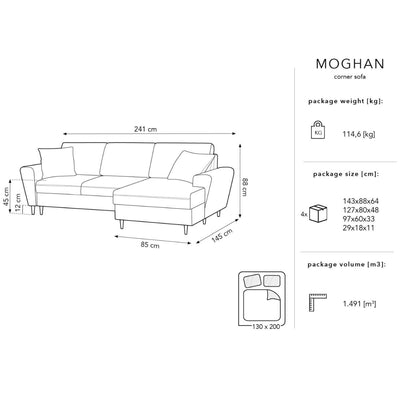 Canapé angle droit MOGHAN Micadoni convertible avec coffre de rangement 4 Places rouge