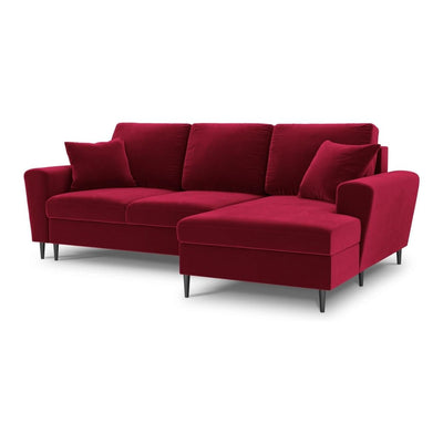 Canapé angle droit MOGHAN Micadoni convertible avec coffre de rangement 4 Places rouge