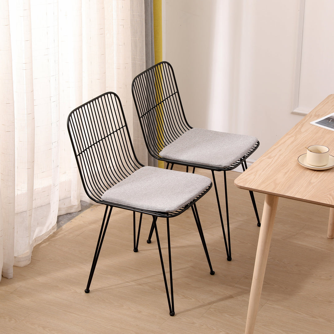 Lot de 2 chaises industrielles filaires Nordlys en métal noir CHESTER