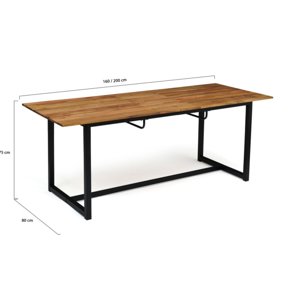 Table extensible bois et acier Acacia