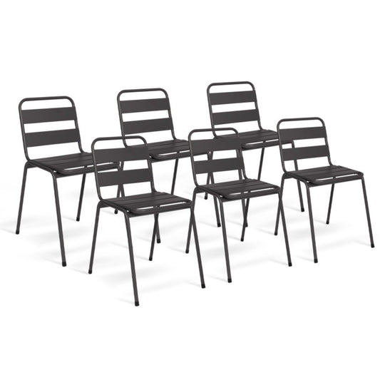 Lot de 6 chaises de jardin acier Gris