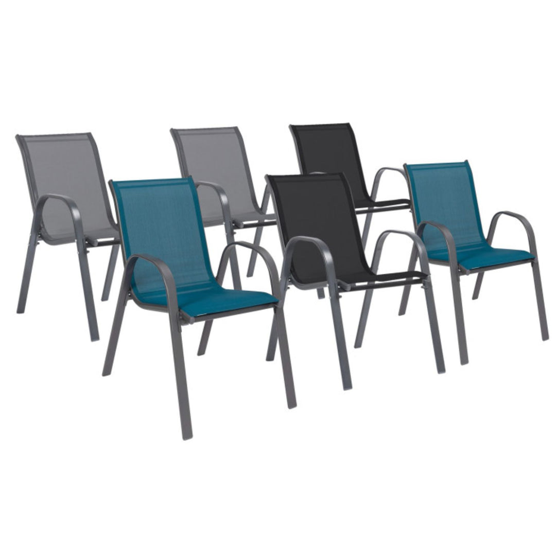 Lot de 6 chaises de jardin en acier