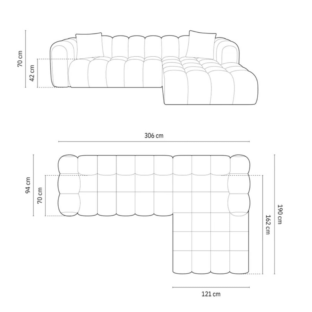 Canapé CHRISTIAN LACROIX d'angle droit 4 places Clotilde Beige