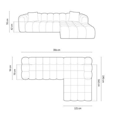 Canapé CHRISTIAN LACROIX d'angle droit 4 places Clotilde Beige