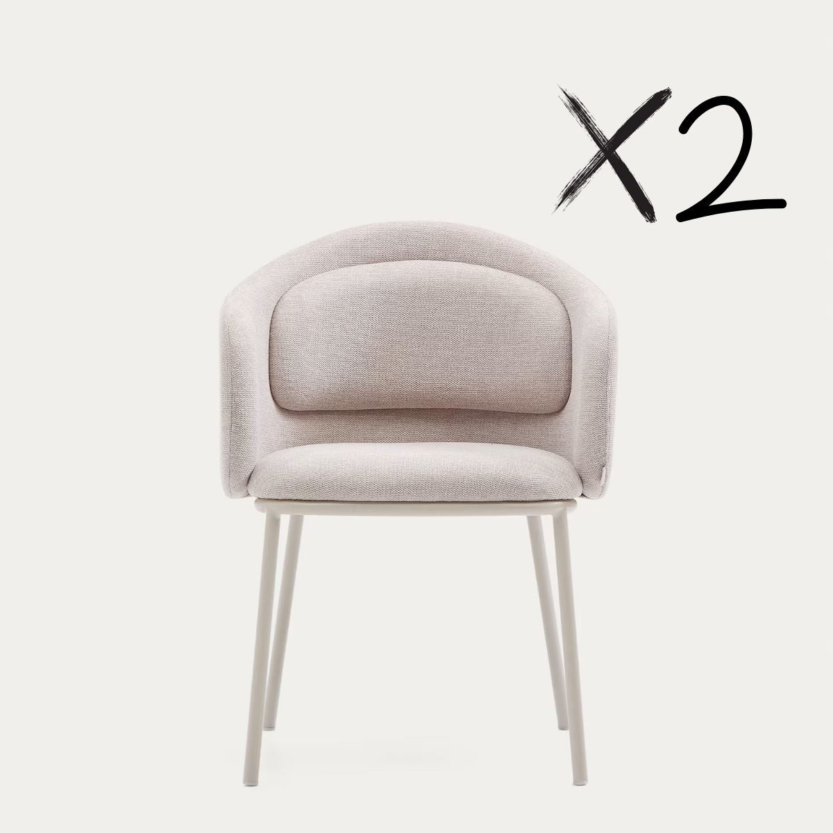 Lot de 2 chaises Idaira beige et pieds en acier beige Kave Home