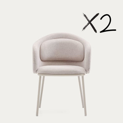 Lot de 2 chaises Idaira beige et pieds en acier beige Kave Home