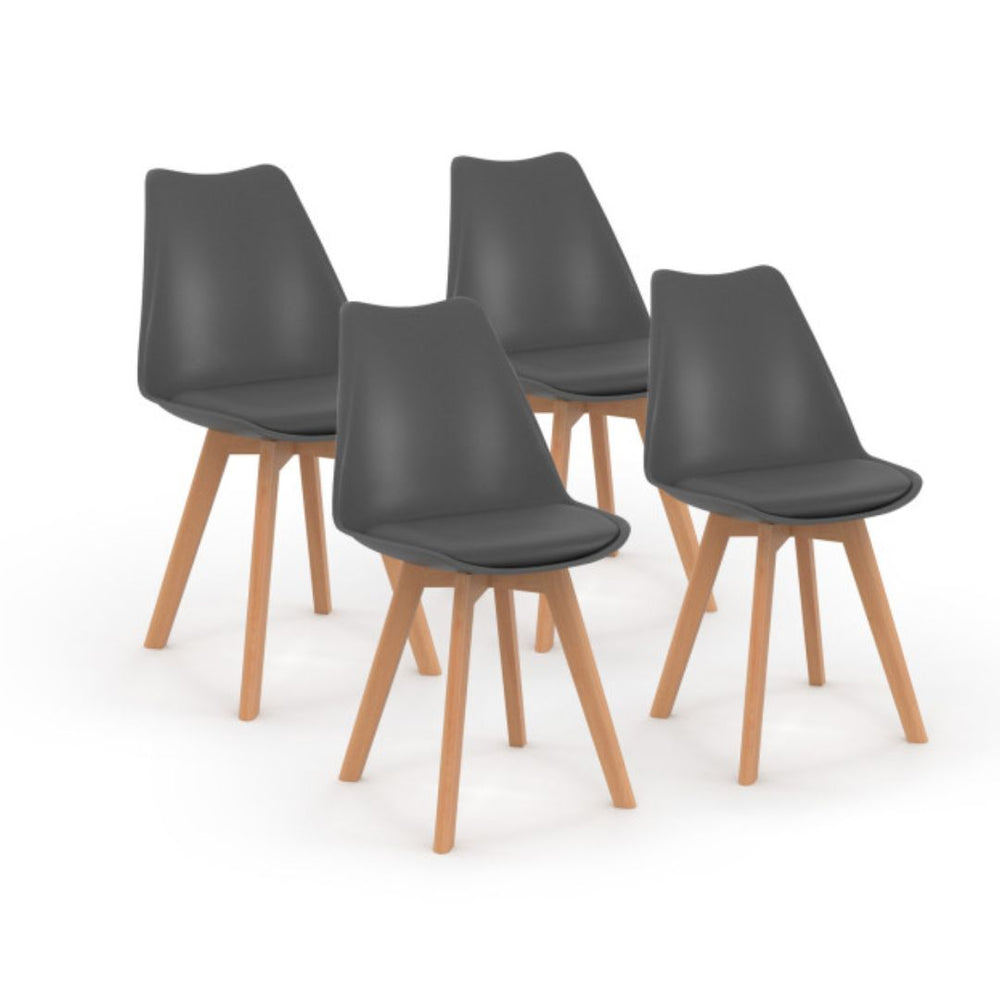 Lot de 4 chaises scandinaves Nordia Gris anthracite