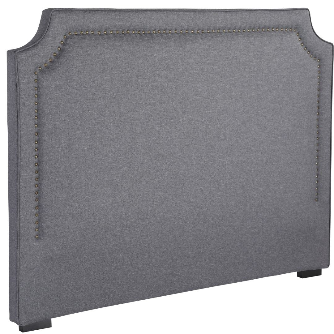 Tête de lit 140cm en bois massif tissu gris clair