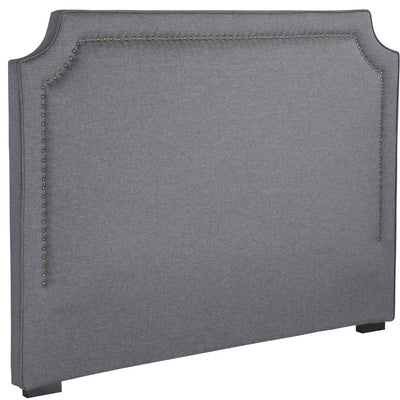 Tête de lit 140cm en bois massif tissu gris clair