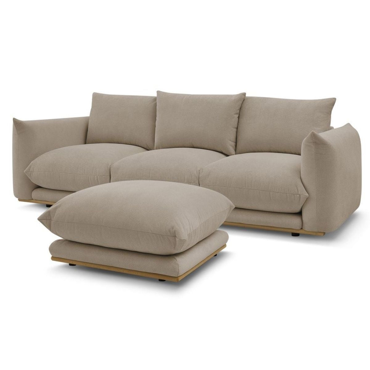 Canapé BOBOCHIC droit fixe 3 places ERNEST avec pouf taupe