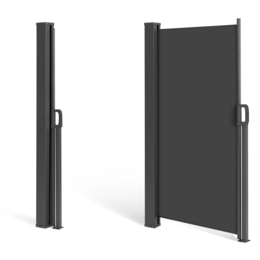 Paravent rétractable premium gris 1.8x4m