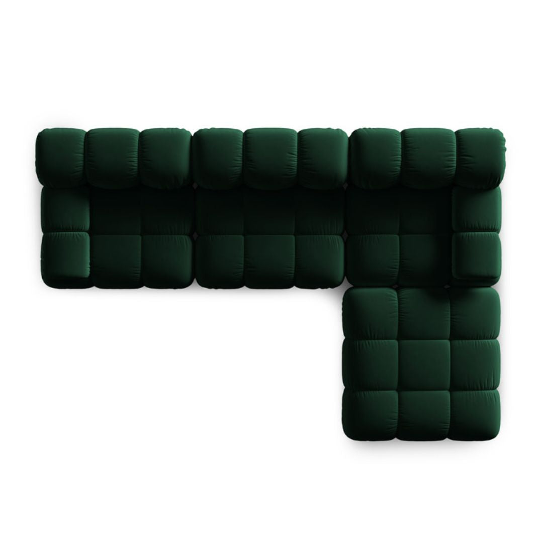 Canapé modulaire en velours Bellis vert Micadoni 4 places