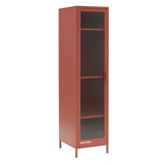 Vestiaire PANTONE terracotta porte en verre cannelé