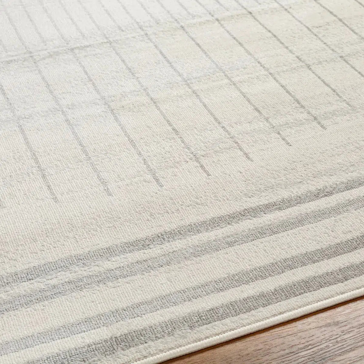 Tapis SURYA Enso scandinave, motif de lignes graphiques grises sur fond ivoire, vue 6