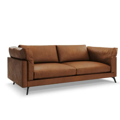 Canapé CHRISTIAN LACROIX "camille" 3 Places En Cuir Véritable Marron- Léger défaut