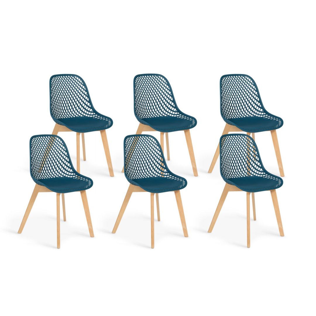 Lot de 6 chaises Maëlle Bleu