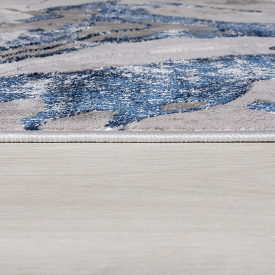 Tapis style effet marbre Bleu