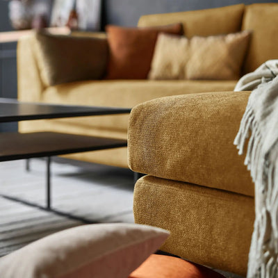 Canapé d'angle droit tissu moutarde Pornic CAMIF