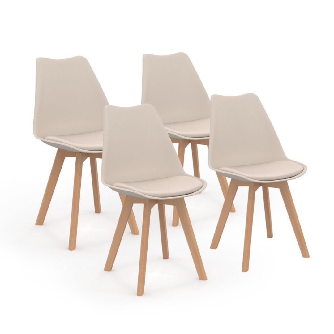 Lot de 6 chaises scandinaves Nordia beige