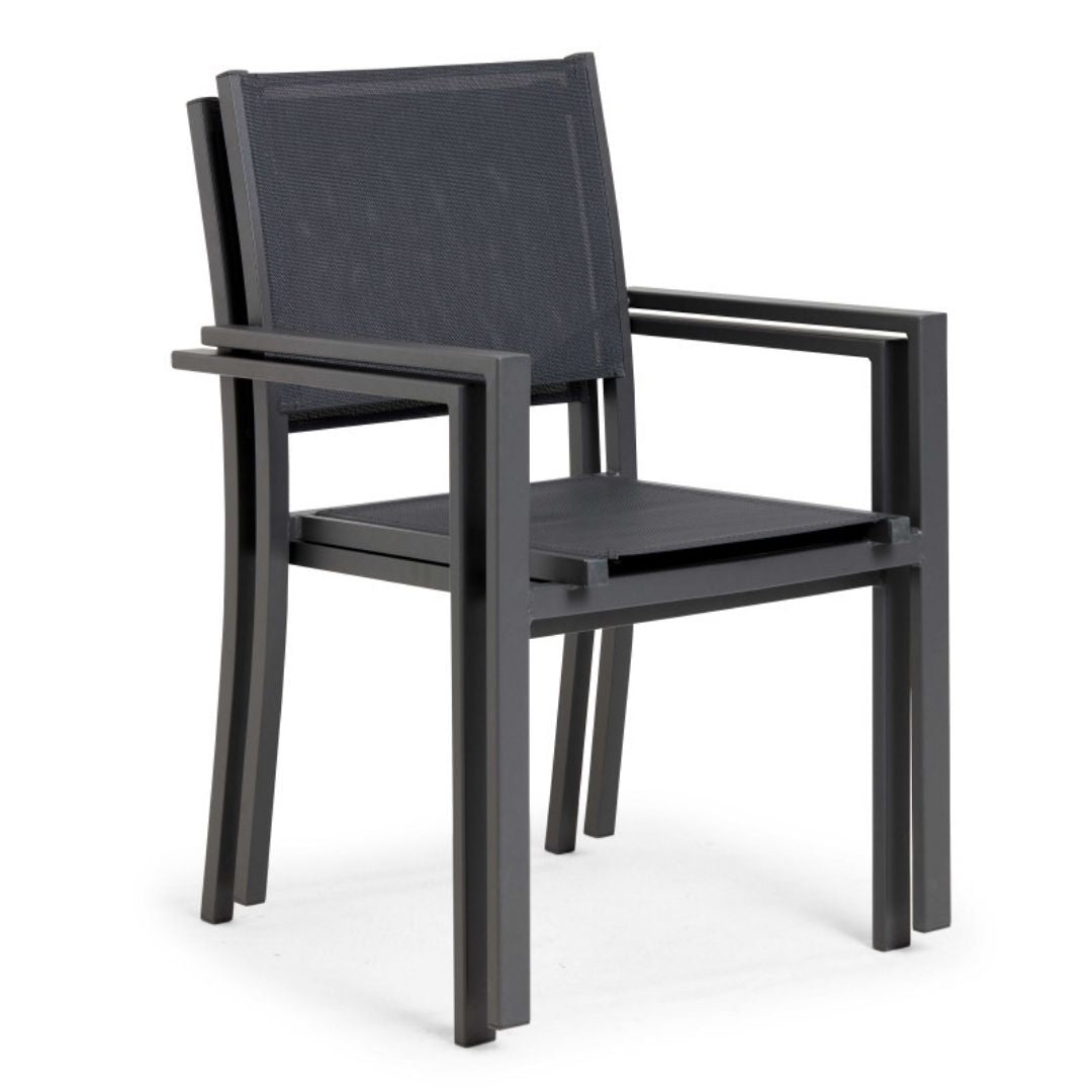 Lot de 4 ou 6 fauteuils de jardin Oviala en aluminium et textilène avec accoudoirs