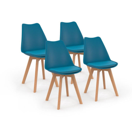 Lot de 4 chaises scandinaves Nordia Bleu canard