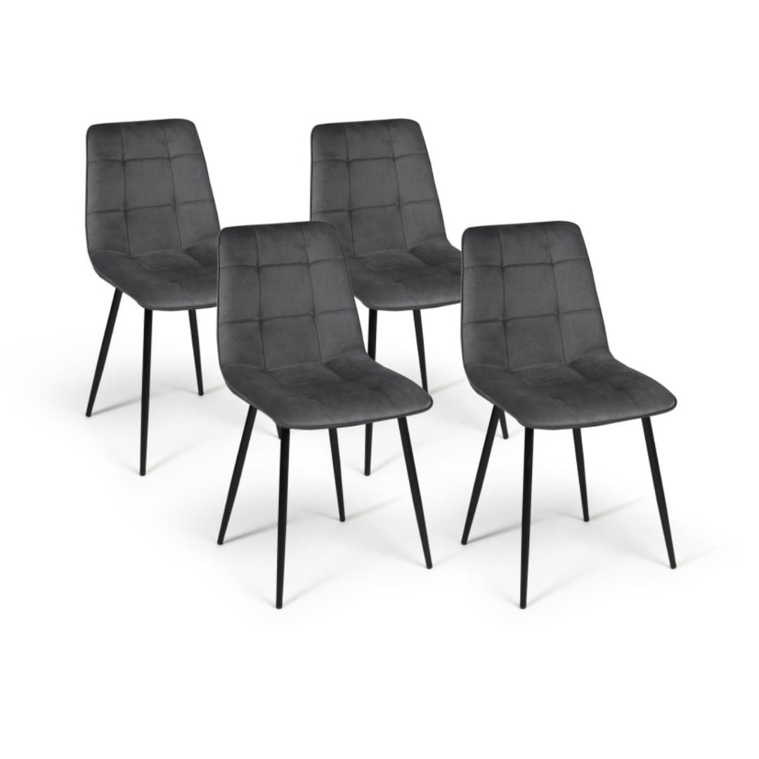 Lot de 4 chaises Linda Gris anthracite