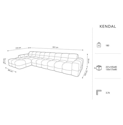 Canapé d'angle gauche Kendal Beige Clair 5 Places - Léger défaut