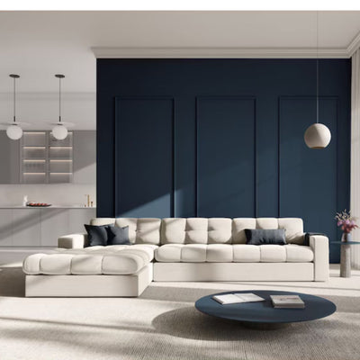 Canapé angle gauche JUSTIN Micadoni 4 Places Beige Clair