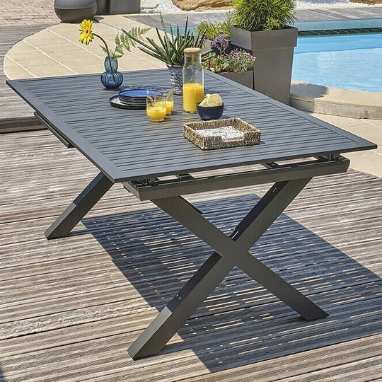 Table de jardin Floride aluminium extensible 240x100cm gris anthracite - DCB GARDEN
