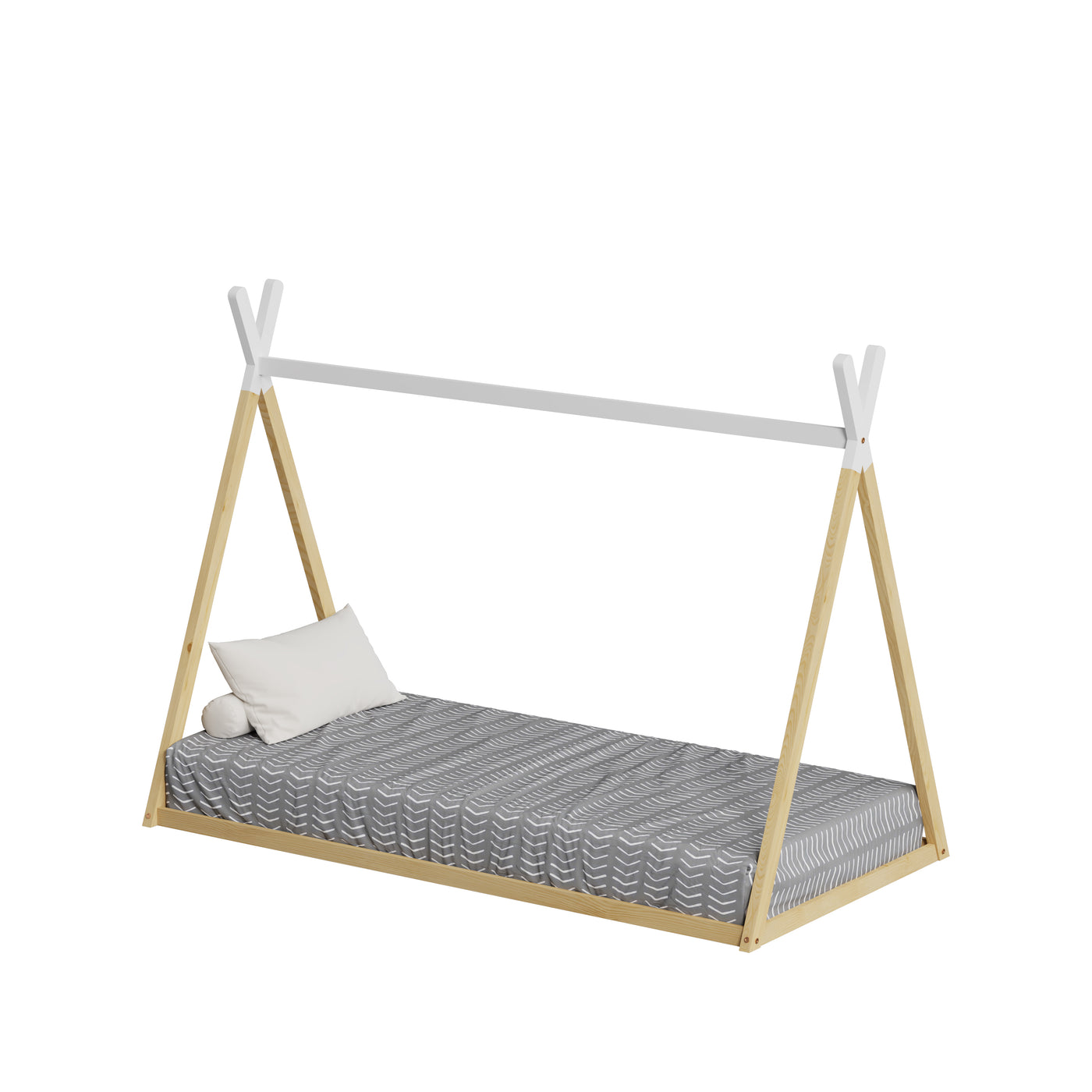 Lit tipi enfant 90x190cm Bois et Blanc