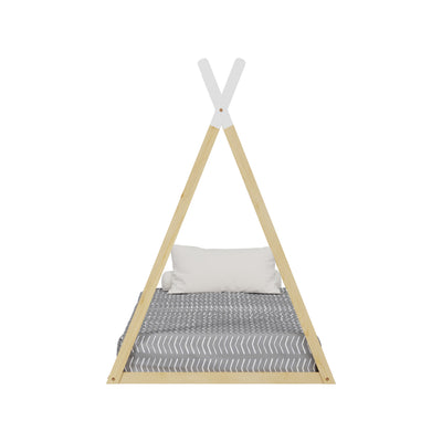 Lit tipi enfant 90x190cm Bois et Blanc