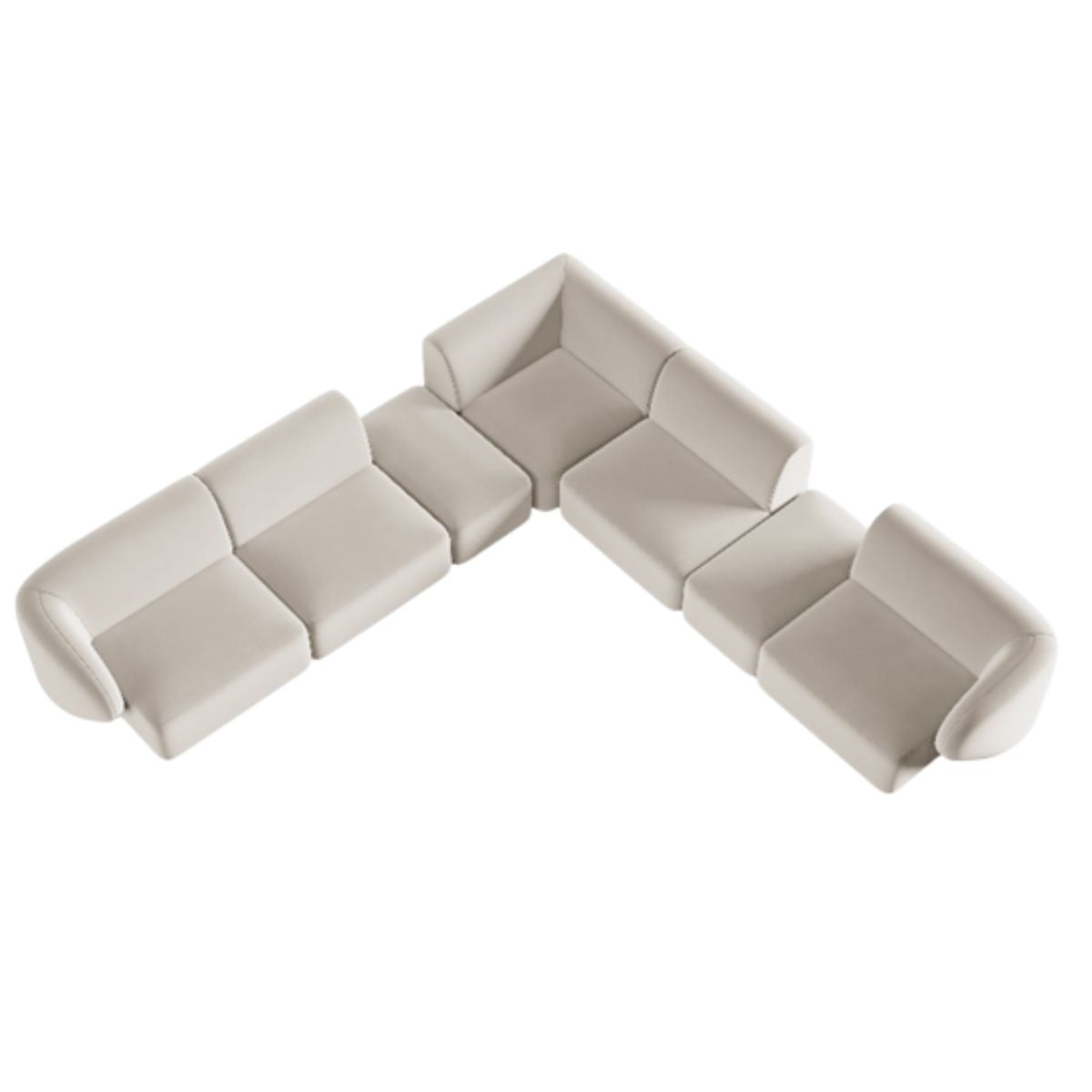 Canapé d’angle Micadoni modulable Shane 7 places en velours beige