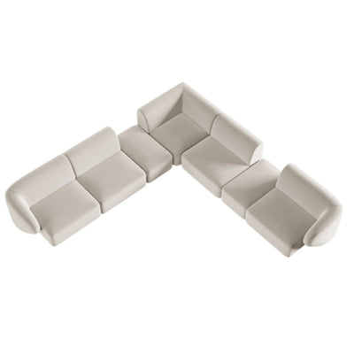 Canapé d’angle Micadoni modulable Shane 7 places en velours beige